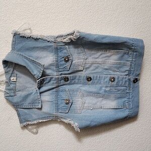 Jeans  juniors size Medium  light blue denim color  stressed Vest B35
